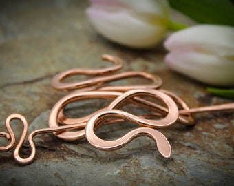 Asp Hair Barrette - Large Copper - Hair clip or slide, shawl or scarf pin