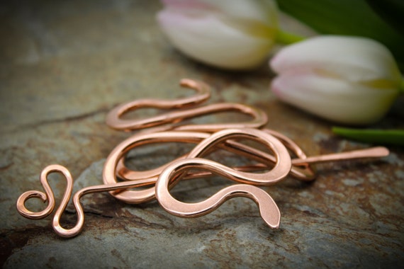Hair barrette copper color Copper Hair Clip Metal Hair Pin, Wire Wrapped Hair Slide  main image 4