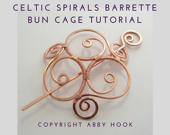 Celtic Spirals Barrette, bun cage or Shawl pin, Wire Jewelry Tutorial, PDF File instant download