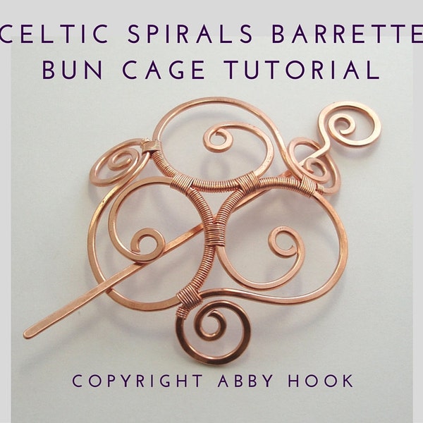 Celtic Spirals Barrette, bun cage or Shawl pin, Wire Jewelry Tutorial, PDF File instant download