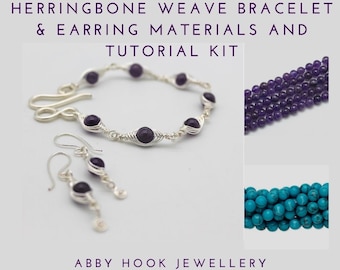 Herringbone Weave Bracelet & Earrings Kit: Wire Jewelry Tutorial