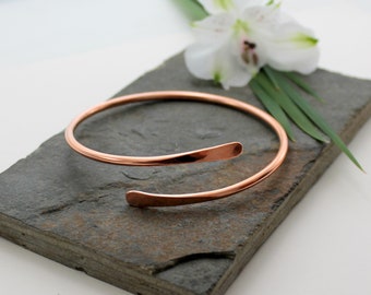 Copper Armlet, Upper arm Bracelet or Cuff, open bangle - Minimalist -  Hand forged, 7th anniversary