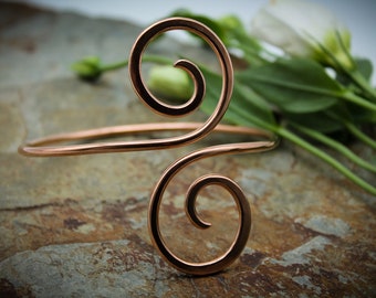 Copper Armlet - Double Spiral - Arm bracelet, Upper arm Cuff - medium - Bohemian jewelry