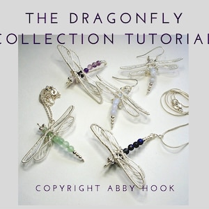 The Dragonfly collection, Wire Jewelry Tutorial, PDF File instant download with bonus chain tutorial