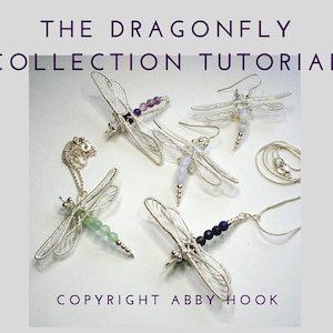 The Dragonfly collection, Wire Jewelry Tutorial, PDF File instant download with bonus chain tutorial image 1