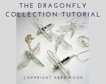 The Dragonfly collection, Wire Jewelry Tutorial, PDF File instant download with bonus chain tutorial