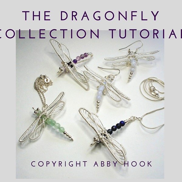 The Dragonfly collection, Wire Jewelry Tutorial, PDF File instant download with bonus chain tutorial