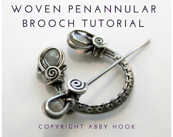 Woven Penannular Brooch, Wire Jewelry Tutorial, PDF File instant download, learn to make wire brooches