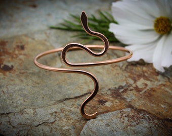 Asymetrical Snake Copper Armlet, Upper Arm bracelet, cuff - medium