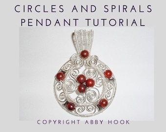 Circles and Spirals Pendant, Wire Jewelry Tutorial, PDF File instant download with bonus chain tutorial