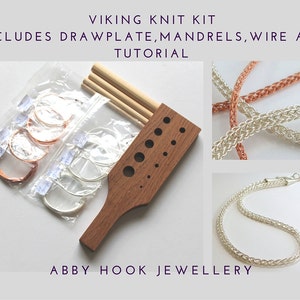 Viking Knit chain Kit includes Drawplate, mandrels, wire and tutorial Wire jewelry chain kit image 1