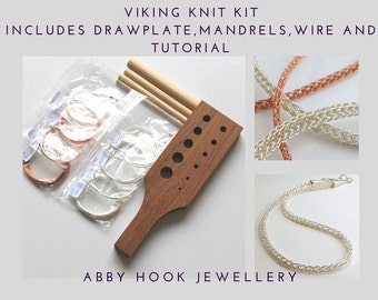 Viking Knit chain Kit - includes Drawplate, mandrels, wire and tutorial - Wire jewelry chain kit