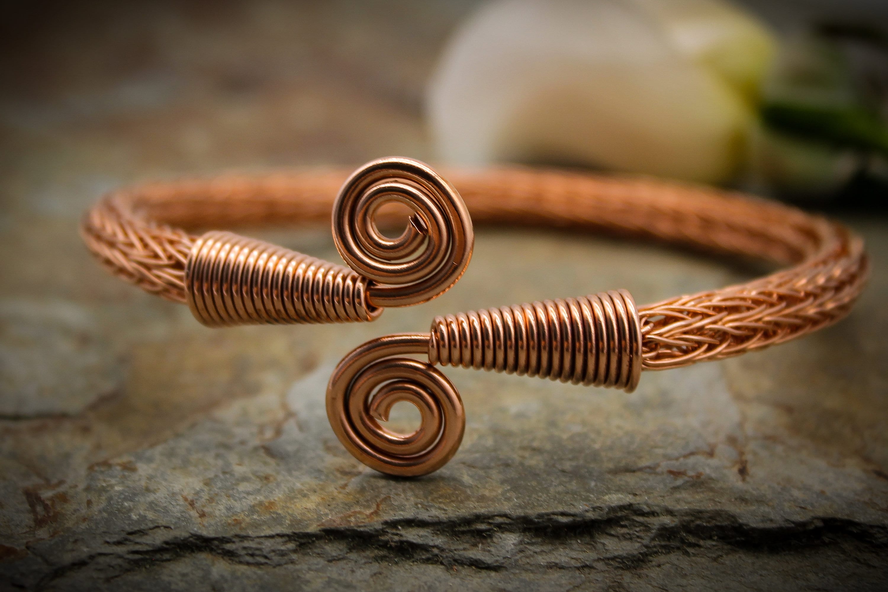 Double Spiral Viking Knit Armlet Copper Arm Bracelet Cuff Small Mediumor Large Etsy