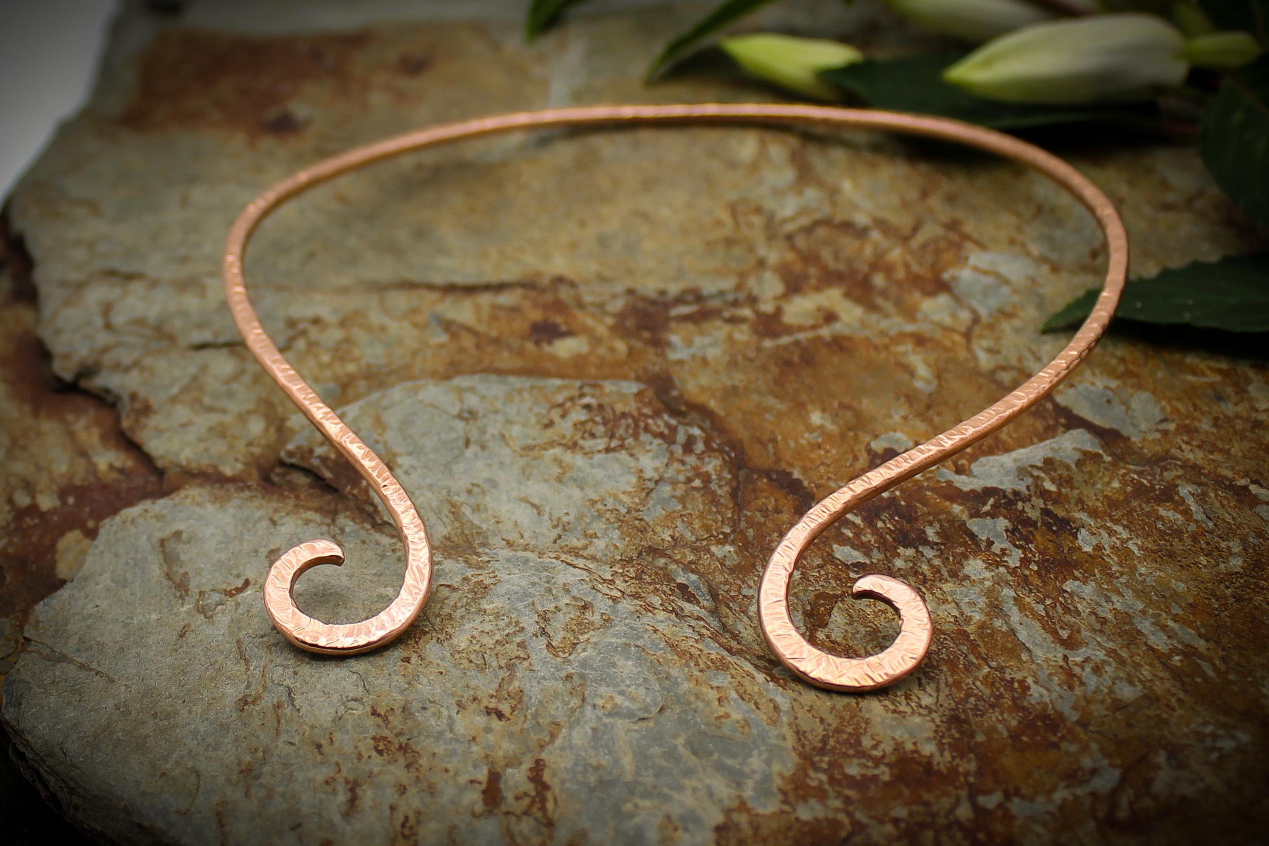 Neck Torc - Open Front Swirl - Textured Copper, Celtic and Viking Torq ...