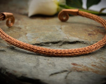 Viking Knit Neck Torc - Copper, Celtic Torq or Torque - wire woven necklace - Small