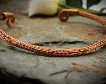 Viking Knit Neck Torc - Copper, Celtic Torq or Torque - wire woven necklace -large