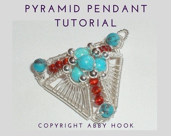 Wire Jewelry Tutorial, Pyramid pendant, PDF File instant download jewelry lesson with bonus chain tutorial