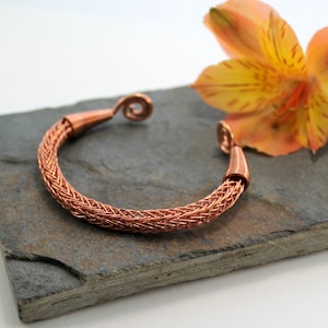 Viking Knit Wrist Torc - shiny Copper - Celtic Torq or Torque - Medium