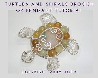 Wire Jewelry Tutorial - Turtles and Spirals Brooch or Pendant, PDF File instant download