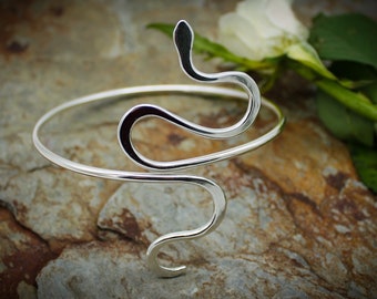 Asymetrical Snake Sterling Silver Armlet, Medium Arm bracelet, Cuff, upper arm cuff