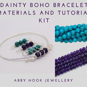 Dainty Interchangeable Boho Bracelet Materials and Tutorial Kit - Wire jewelry bracelet kit