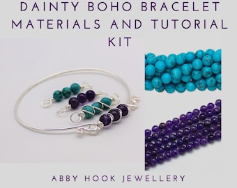 Matériel et kit de tutoriel pour bracelet bohème interchangeable Dainty - Kit de bracelet à bijoux en fil de fer