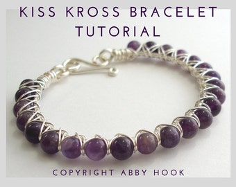 Pulsera Kiss Kross, Tutorial de joyería de alambre, descarga instantánea de archivo PDF