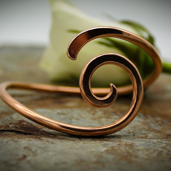 Copper Bracelet - Open Spiral - bangle, Arm Cuff - Bohemian jewelry