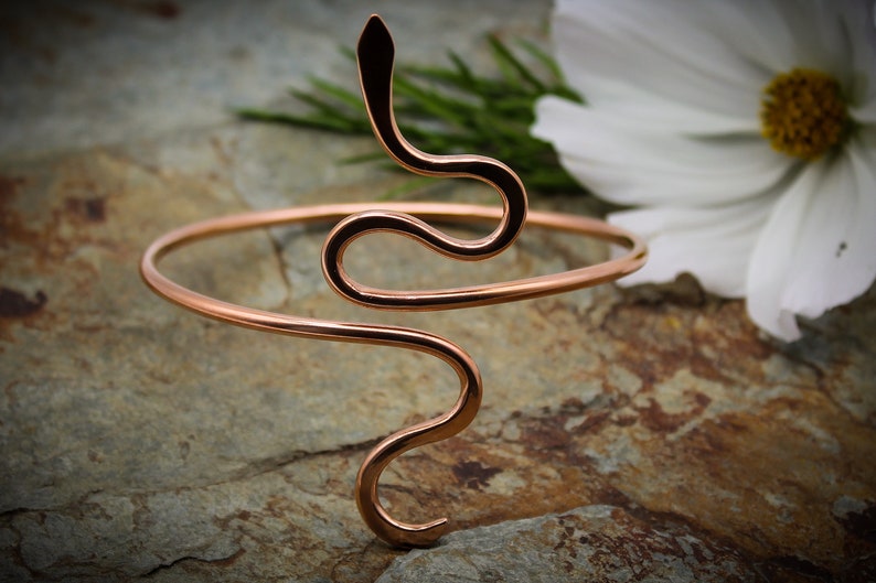 medium Asymetrical Snake Copper Armlet cuff Upper Arm bracelet