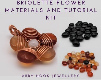 Briolette Flower pendant Materials and Tutorial kit - wire jewelry making kit