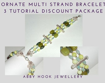 Ornate Multi Strand Bracelet tutorial - 3 tutorial discount pack - PDF files instant download