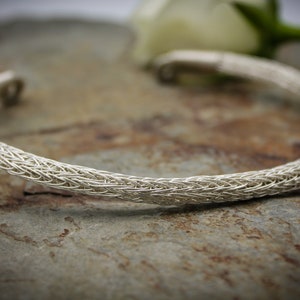 Viking Neck Torc - Sterling silver, Celtic Torq or Torque - wire woven necklace -  small