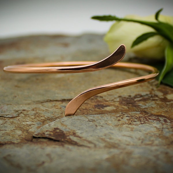 Copper Armlet, Upper arm Bracelet or Cuff, open bangle - Bypass -  Small - Hand forged, 7th anniversary