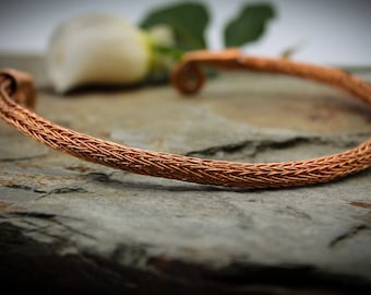 Viking Knit Neck Torc - Copper, Celtic Torq or Torque - wire woven necklace - Medium