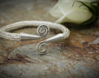 Double spiral Viking Knit Armlet - Sterling Silver, Arm bracelet, Cuff - small