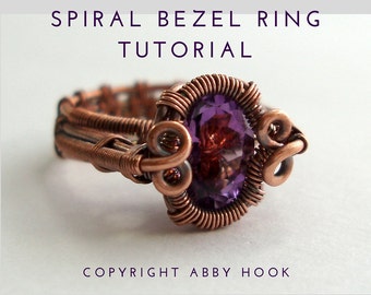 Spiral Bezel Ring, Wire Jewelry Tutorial, PDF File instant download