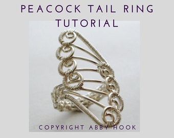 Peacock Tail Ring, Wire Jewelry Tutorial, PDF File instant download