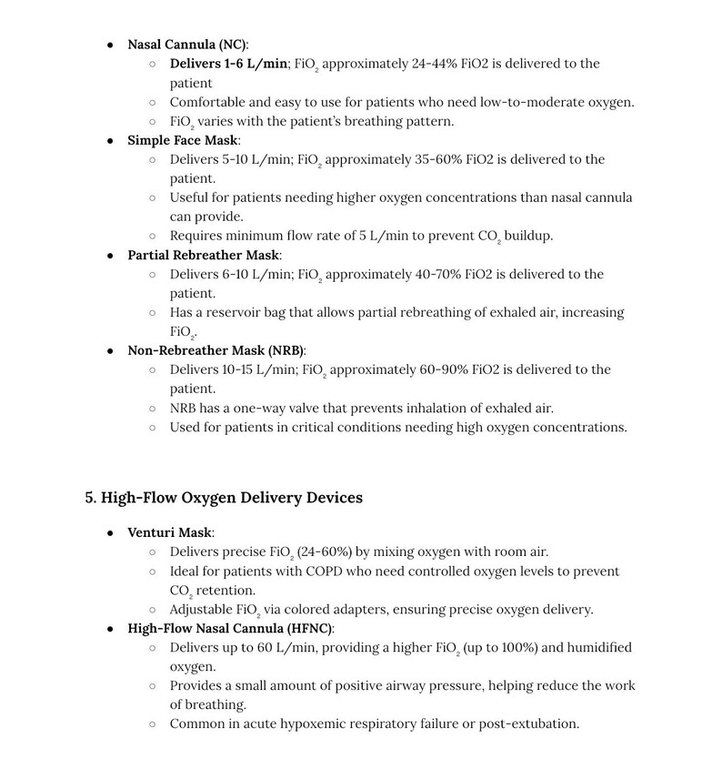 Oxygen Device Quick Study Reference Tool for Respiratory Therapists - Etsy