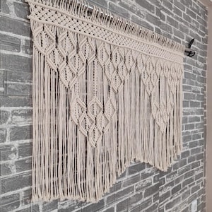 Handmade Macrame Wall Hanging for Boho Home Decor, Living Room Art, or Bedroom Wall Accent - Large Cotton Tapestry with Fringe Design