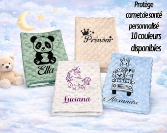 Protège carnet en minky doux, pour nouveau-né bébé, idéal cadeau naissance, baptême