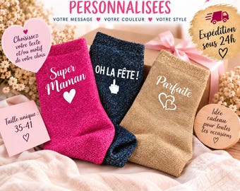 Personalized glitter socks | Gift for women, moms, grandmas | Birthday, bachelorette party | Custom message