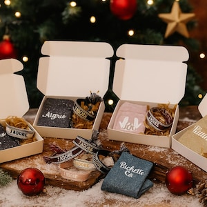 Chaussettes à Paillettes Personnalisées. Coffret chaussettes et bijoux. Idéal cadeau Noël et cadeau anniversaire cadeau mamie, cadeau maman