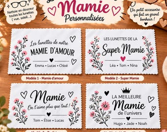 Personalized Grandma Glasses Cleaning Cloth – Grandmother's Day Gift – Personalized Grandma Gift – Grandchildren's Names