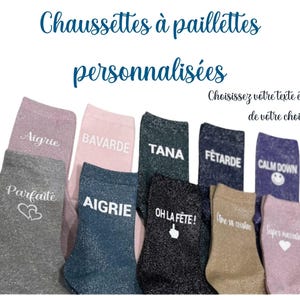 Meias personalizadas com glitter. Presente ideal para mulheres, presente de aniversário para mulheres, presente para avó, presente para mãe.