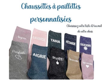 Personalized Glitter Socks. Ideal gift for women, birthday gift for women, gift for grandma, gift for mom