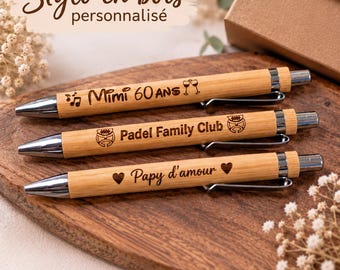 Personalized engraved wooden pen – Name or message – Personalized gift for dad, grandpa, godfather, birthday, wedding