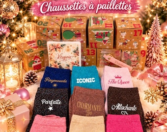 Advent Calendar Sequin Socks – Positive Messages – Christmas Gift for Teenage Girls – Original Gift Idea