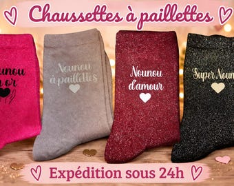 Personalized glitter socks | Gift for women, moms, grandmas | Birthday, nanny, teacher, bachelorette party | Customizable message