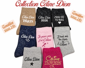 Personalized sequined socks. Ideal gift for women, Céline Dion concert