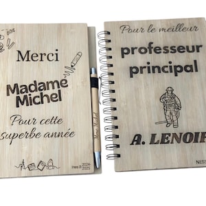 Cuaderno espiral de madera. Cuaderno personalizado. Regalo ideal para mamá, maestra, niños.